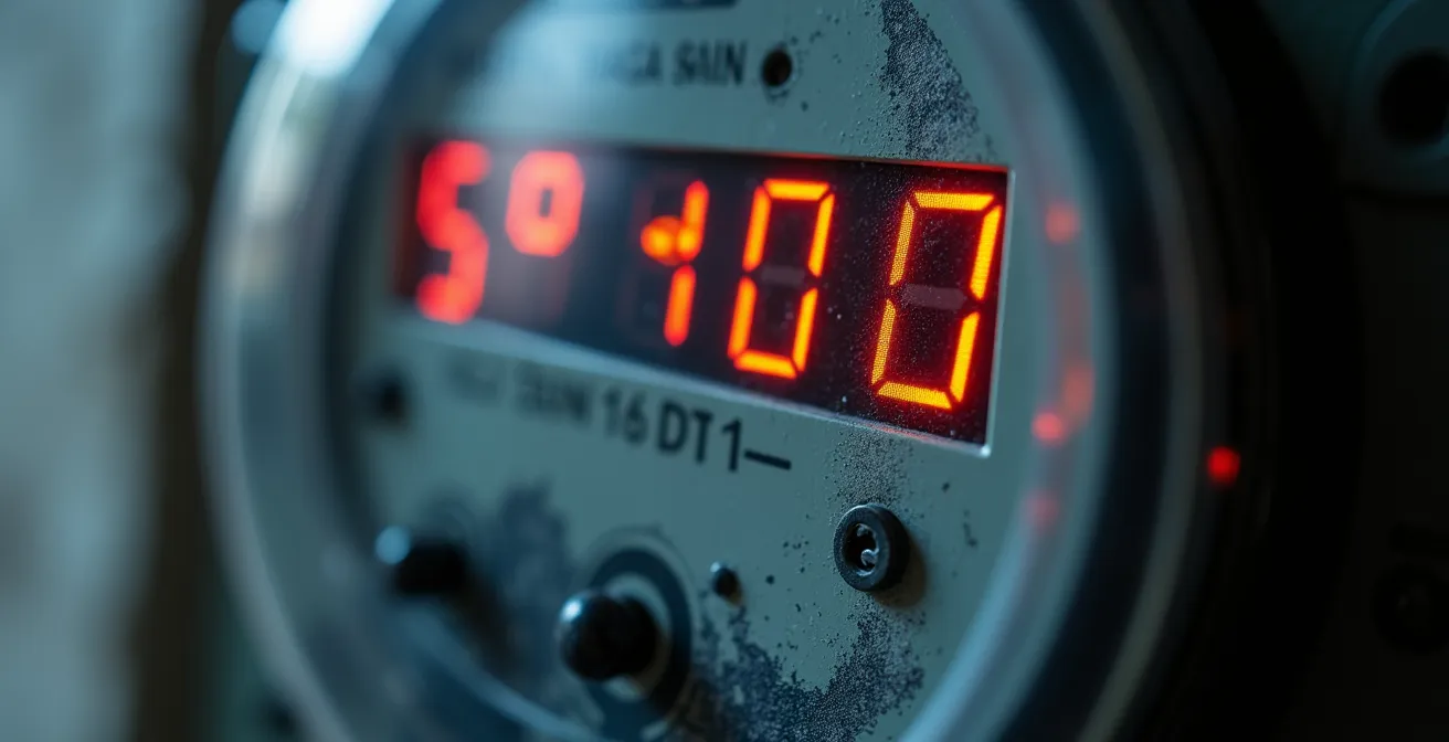 Contador eléctrico inteligente español mostrando diferentes tarifas por franjas horarias