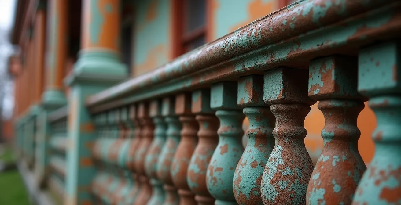 Detalle macro de madera victoriana envejecida mostrando texturas y patrones originales del siglo XIX
