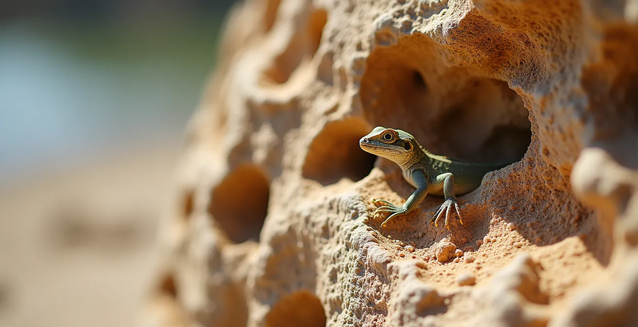 Detalle macro de fósiles de tiburones y corales incrustados en rocas del Lago Enriquillo