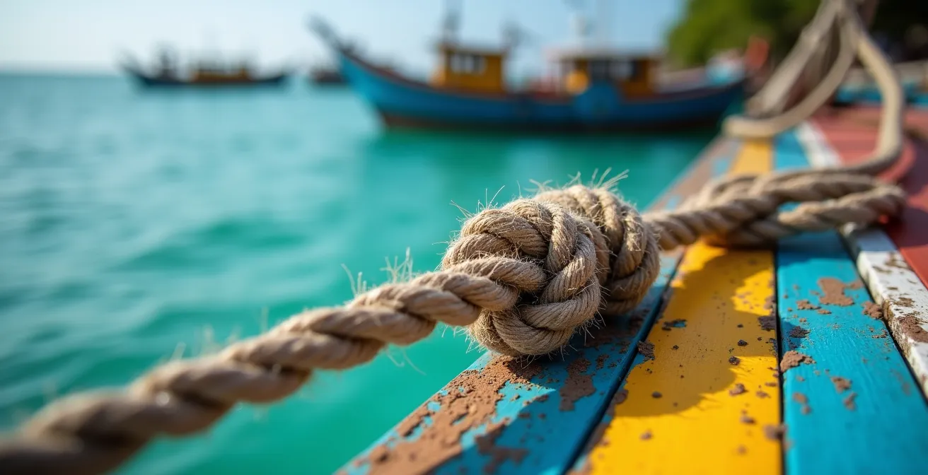 Lanchas rápidas saliendo desde el puerto pesquero de Bayahibe al amanecer
